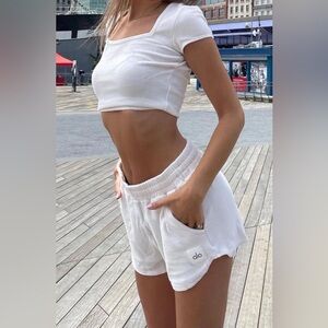 ALO Yoga Cream Short Sleeve Pajama Set